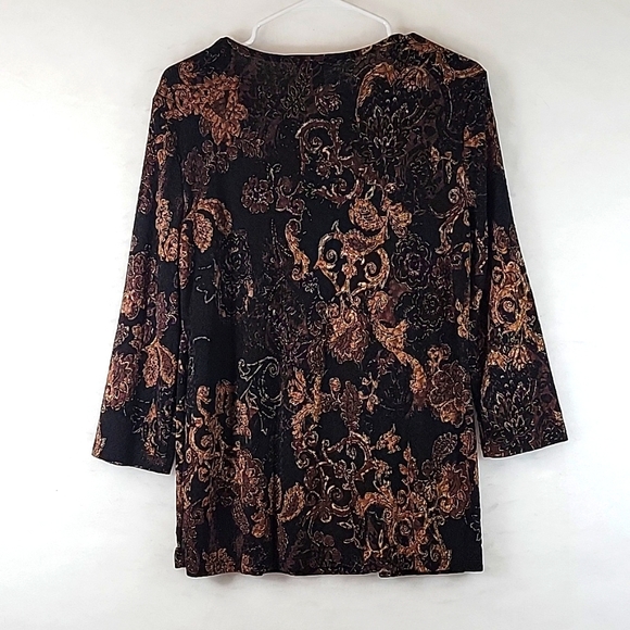 White Stag Floral Drape Collar Stretch Pullover Size L 12-14 - Picture 7 of 7